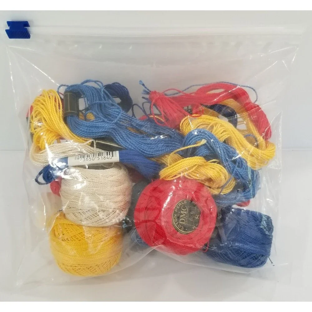 Lot of 12 Embroidery Threads – DMC Floss & Cotton Balls Mixed Colors
